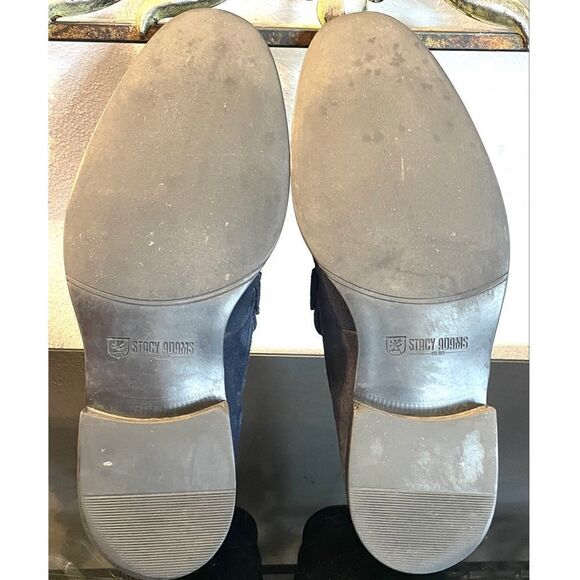 Stacy Adams Nesbit Black Leather Suede Almond Apron Pinch Toe Shoes Size 10.5 M - Picture 9 of 9